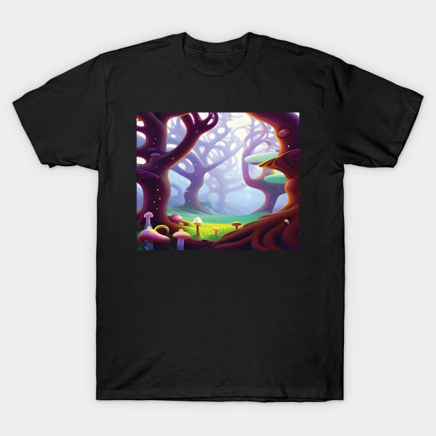 Dreamy Mushroom Forest T-Shirt by drumweaver